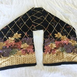 Silk Scarf  11" x 40" by Liz Claiborne Brown Floral M23